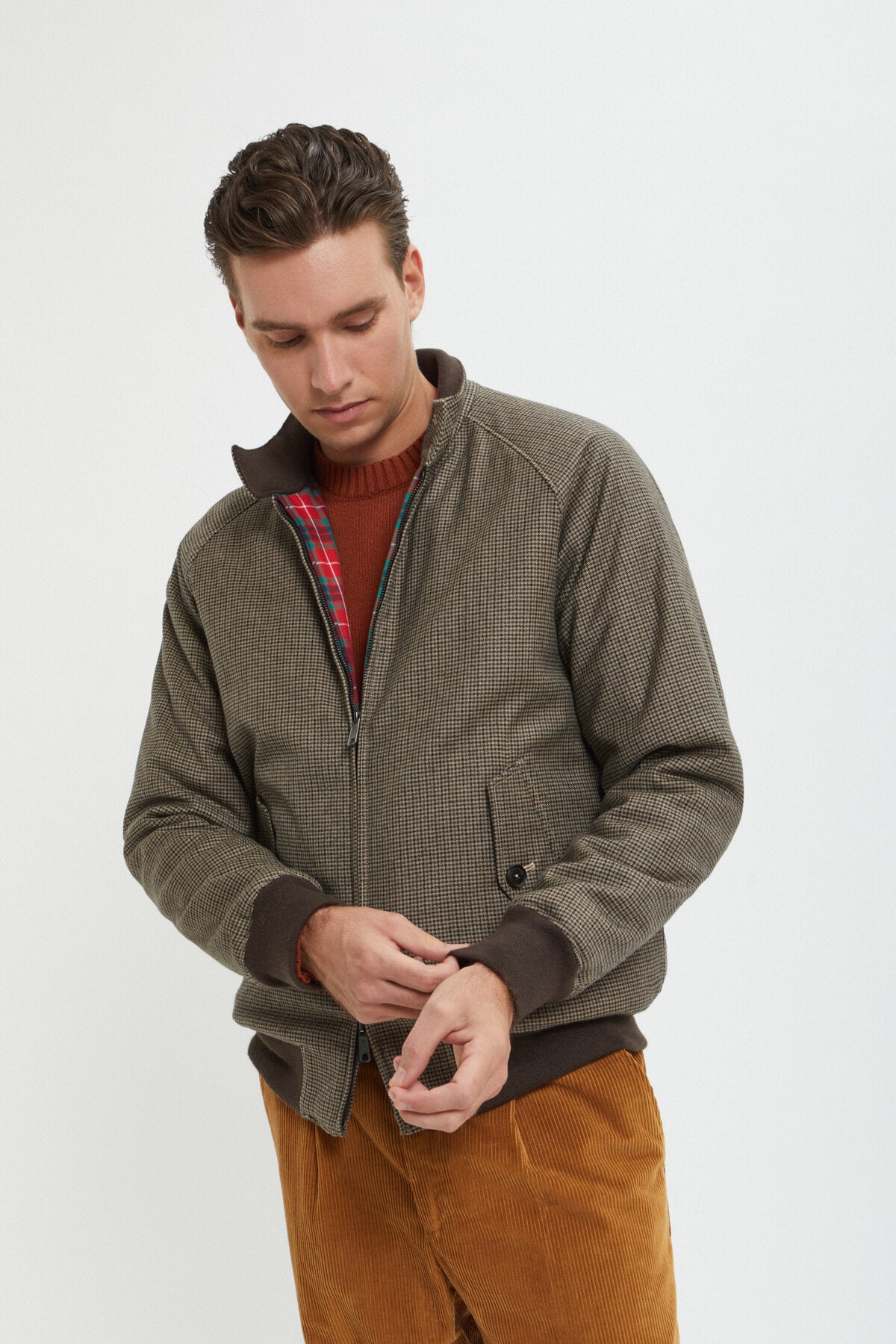 G9 Blend Wool Pied De Poule Desert | Baracuta