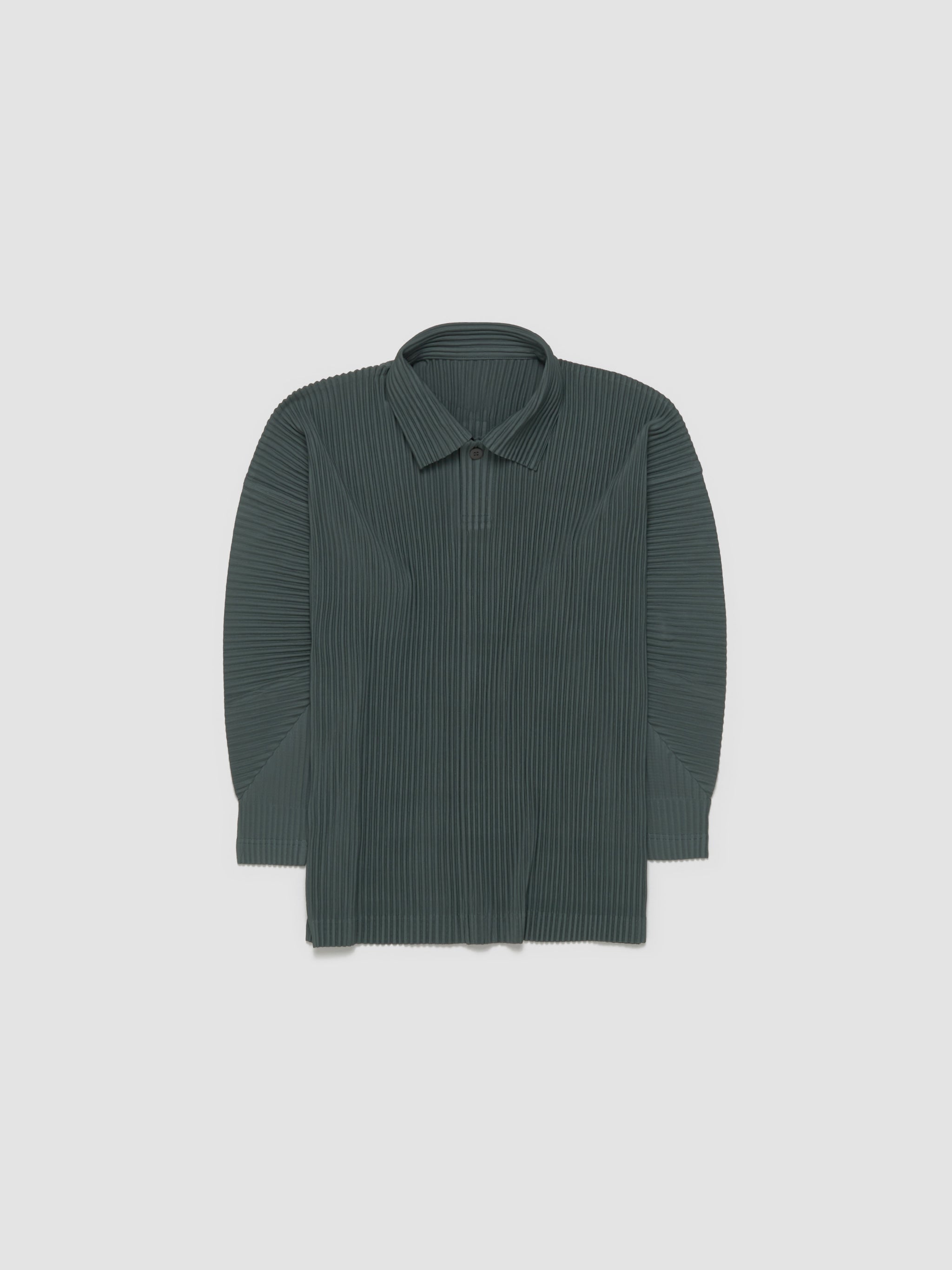 HOMME PLISSÉ Issey Miyake - Pleated Polo Shirt in Moss Green