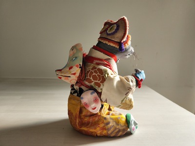 大和出雲人形 馬乗り小姓 土人形 民芸 郷土人形 郷土玩具 古道具