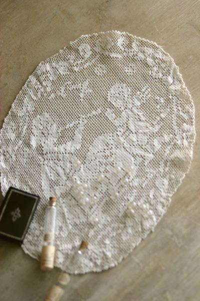 アンティークレースフィレレースアンティークフレーム入り 天使angel