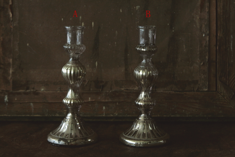 フランスアンティーク マーキュリーグラス キャンドルホルダー 燭台