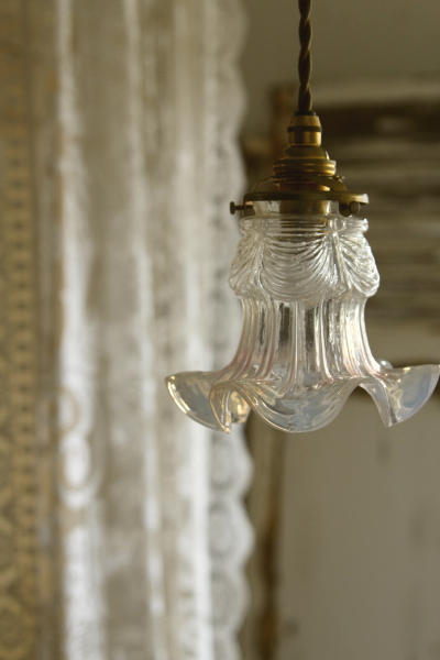 20s フランス アンティーク 希少なクランベリーガラスの螺旋模様