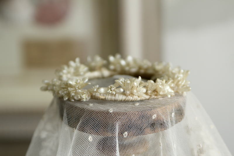 ❀豪華なワックスフラワーのティアラ フランスアンティーク❀ ❀豪華な