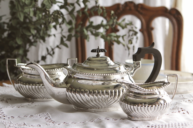 英国】 ハーフリブのティーサービス 4点 ティーポット コーヒーポット