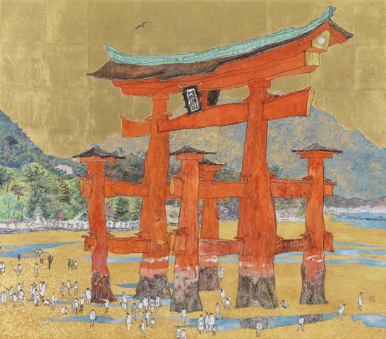 70年文化大革命◇高風作『農村風景』金山農民画 第4回江南之春美術展