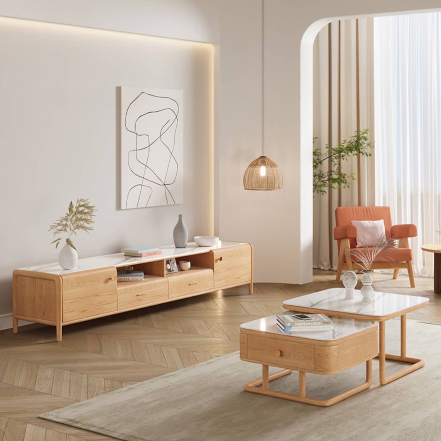 高級セラミック&オーク材のテレビ台 | hbzwg-640