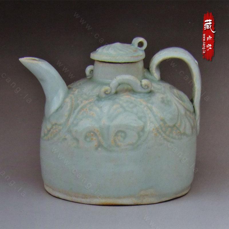 南宋湖田窑青白釉印花小执壶/酒壶-酒壶-南宋湖田- 藏点啦古玩网