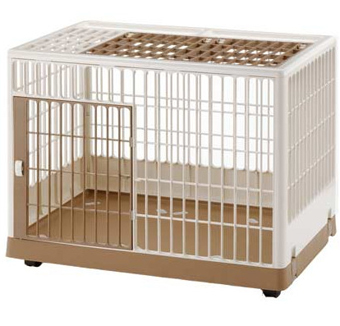 ペット用プラスチックケージ PK-830 アイボリーブラウン 犬用ケージ