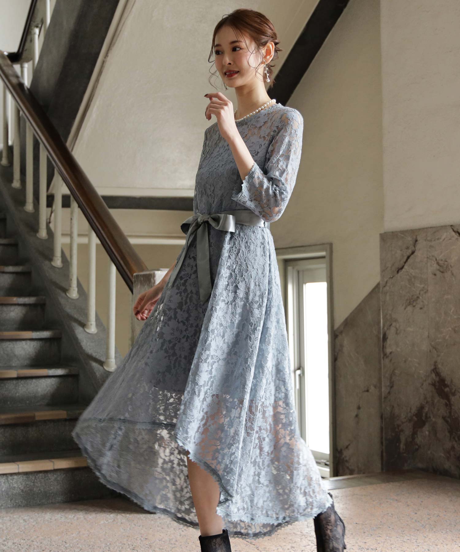 総レースワンピースドレス・結婚式ワンピース・お呼ばれパーティー