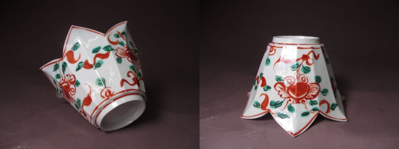 ギャラリー辰巳 - 古九谷 赤絵花の図百合型猪口 | 古美術品専門サイト