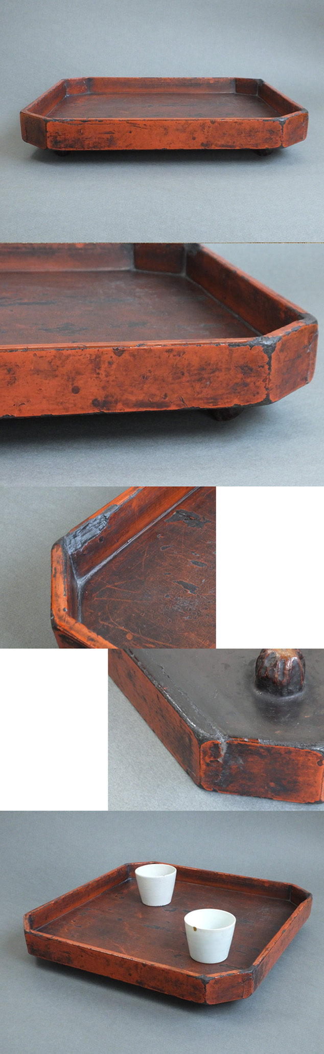 古童 - 根来 胡桃脚 隅切盆 | 古美術品専門サイト fufufufu.com