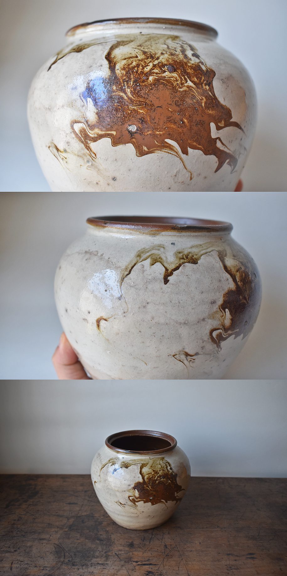 丹波 白化粧土流し 小壺 茶碗 古美術 古道具 アンティーク 丹波 白化粧土