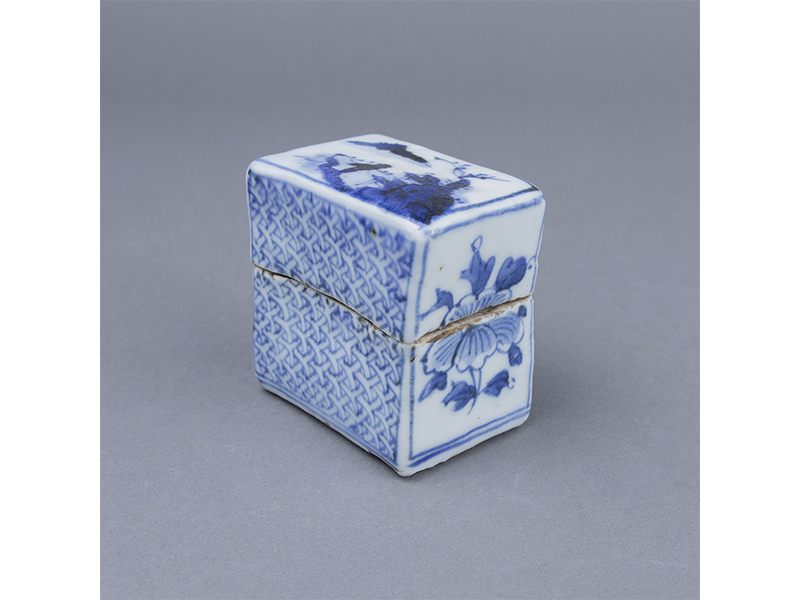 香合□南京古染付 擬宝瑞香合 呉須 桐箱 お茶道具 珍品