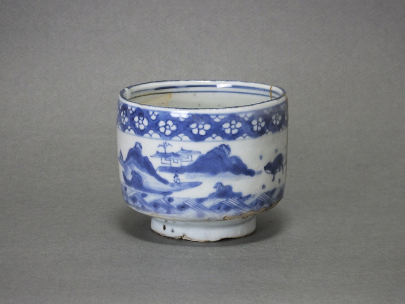 ♢中国古美術品 古陶磁 清時代 染付 山水図鉢 碗 古玩