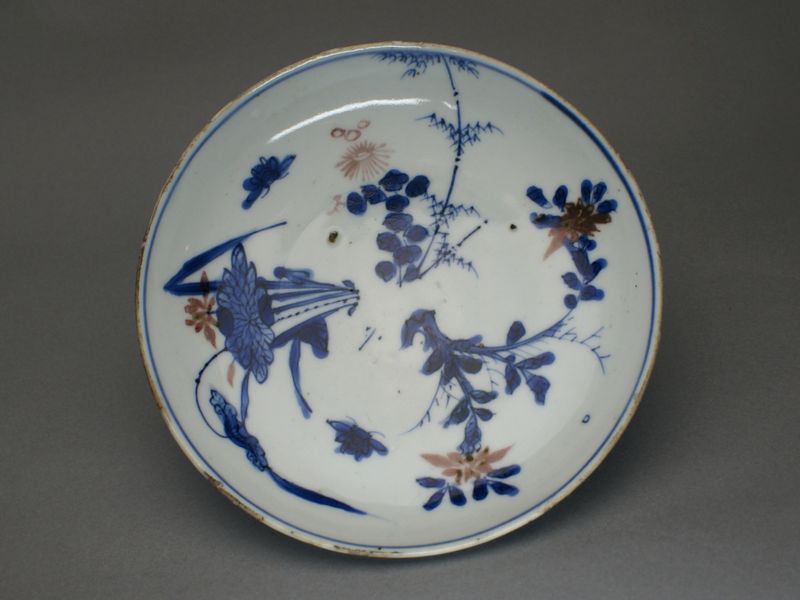 中国 明時代 染付鳳紋小皿 古染 送料込み0722 中国 明時代