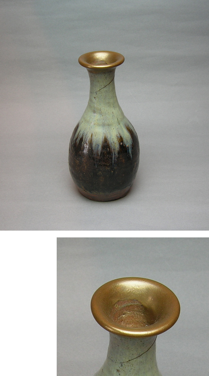 徳利□朝鮮唐津 花生け花瓶 置物 オブジェ 酒器 パンダ柄 古玩 骨董品