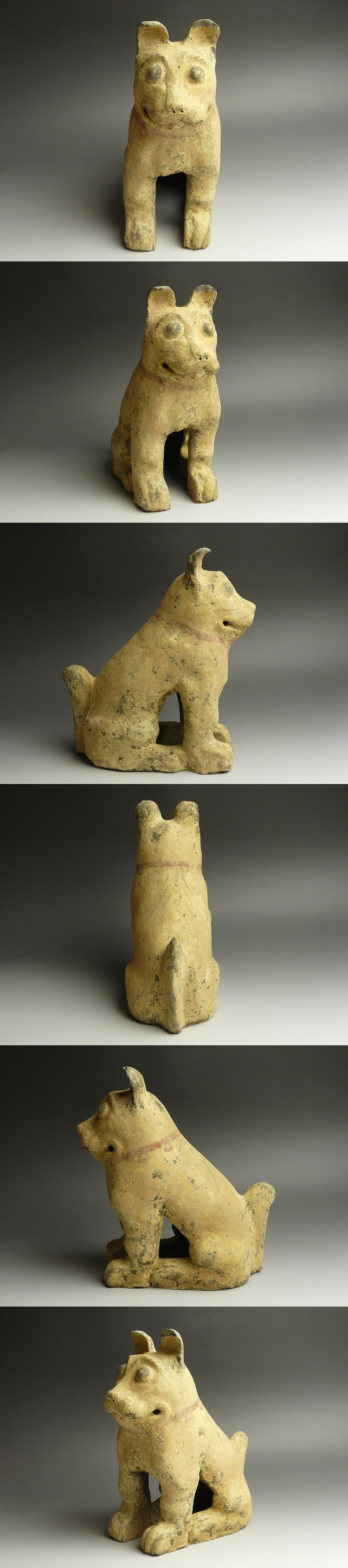 中国 前漢 加彩 犬の俑 中国 前漢 加彩 犬の俑