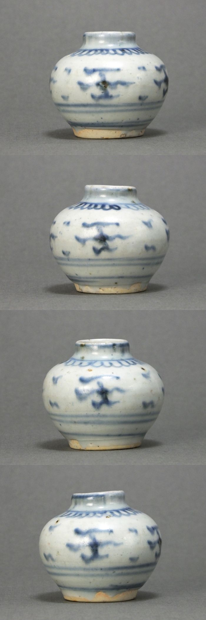 中国 染付 武人紋 蓋壷 茶入 DT166 中国 染付 武人紋 蓋壷 茶入 DT166