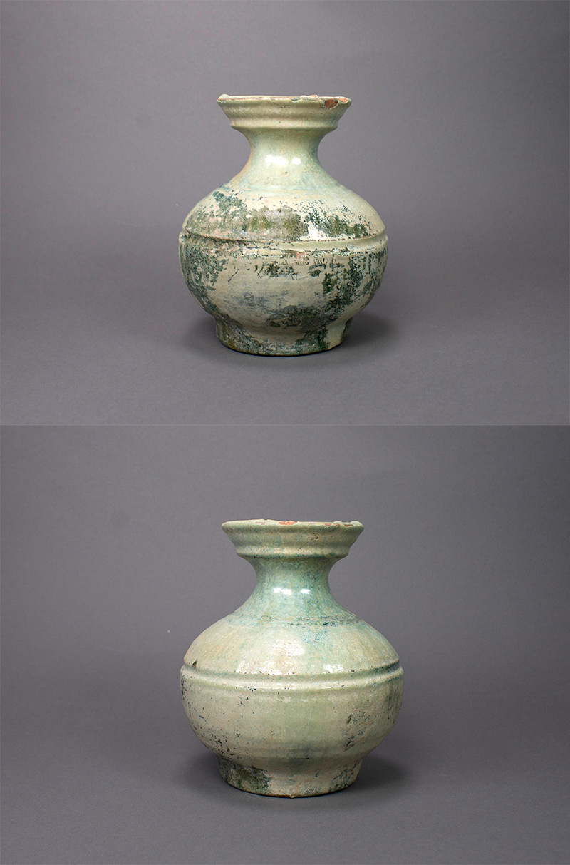 中国 漢緑釉 双耳壷 Z 9746 中国古美術（漢・唐・宋） - 天平