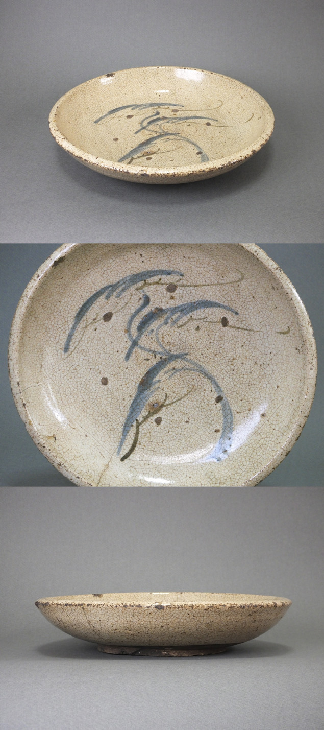 古瀬戸 大皿。石皿。骨董品。古美術。希少品。舊家藏出。江戸時代