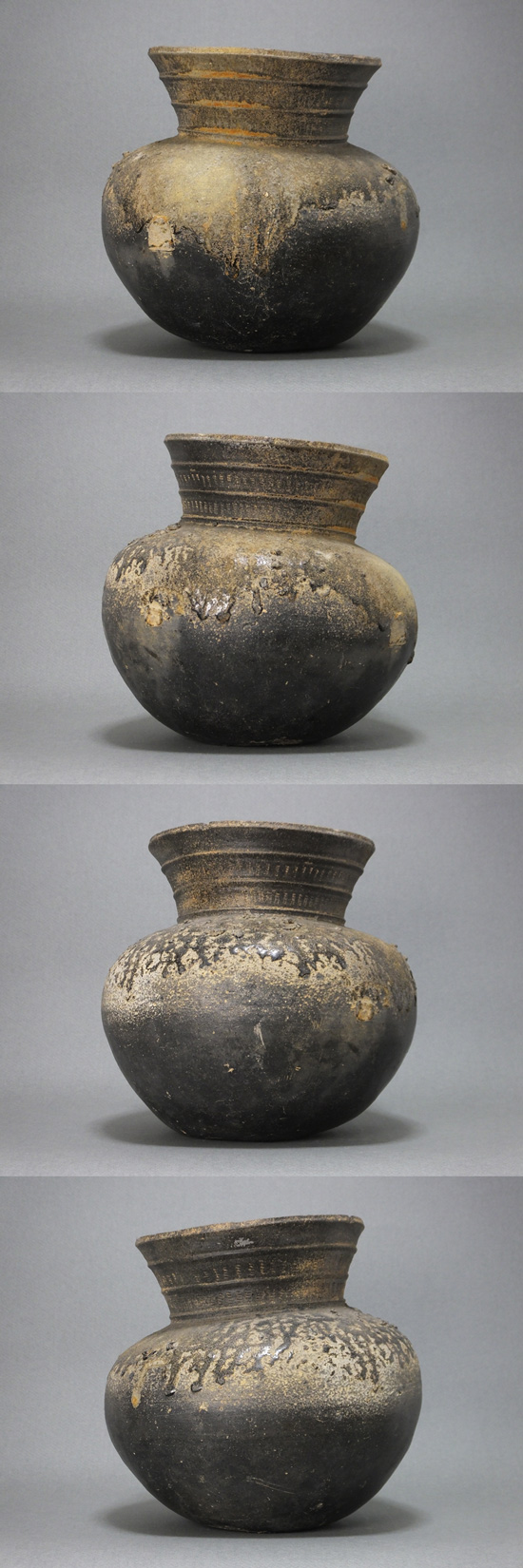 貴重 須恵器 珠洲焼 古代格子叩き文壷 大花瓶 古美術品（新羅土器）C69