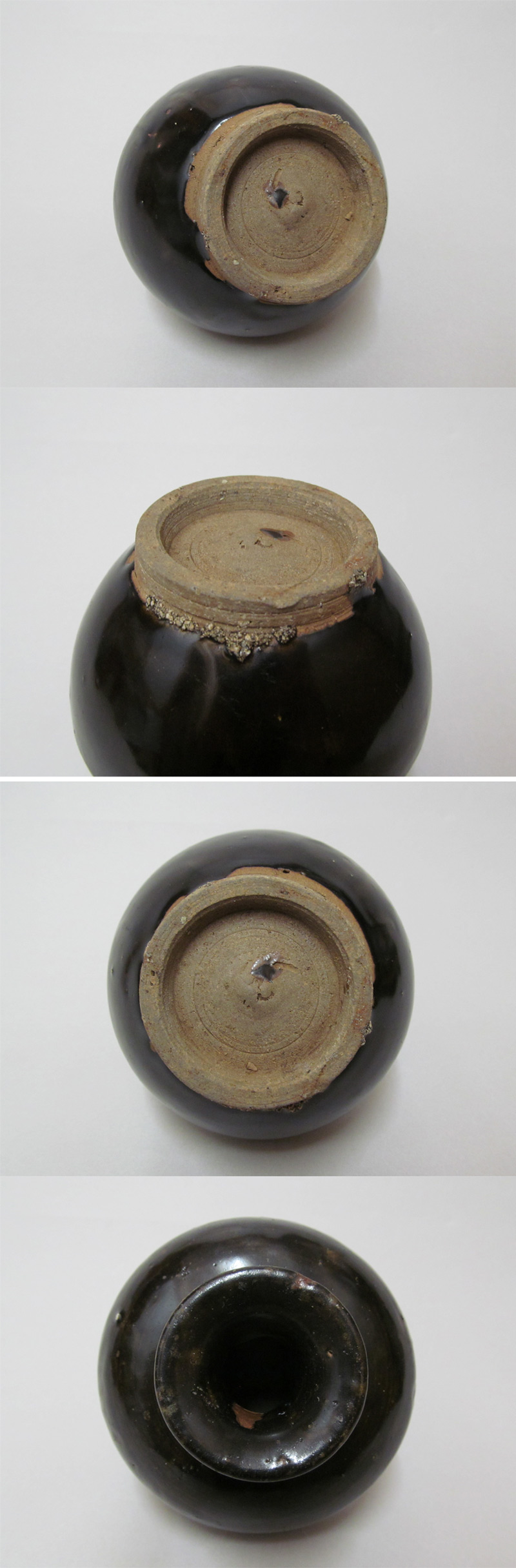 壺屋焼.19世紀.黒釉髪油壺 壺屋焼.19世紀.黒釉髪油壺