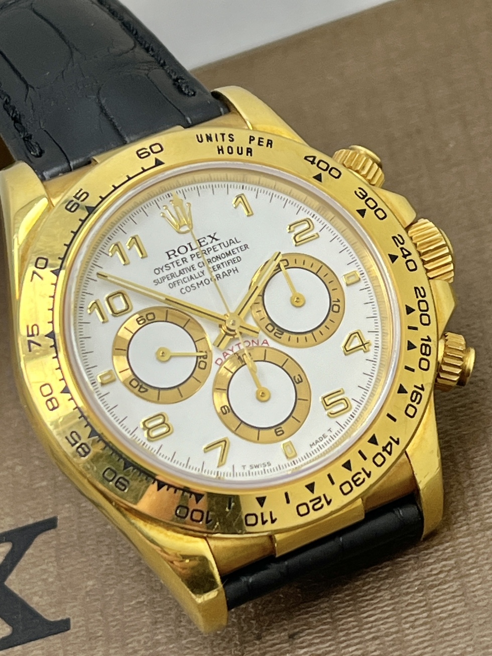 circa1998 U品番Ref.16518 Zenith White Arabic Dial K18YG Non Polish
