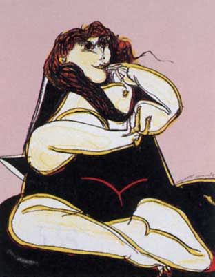 絵画 池田満寿夫 座る娘