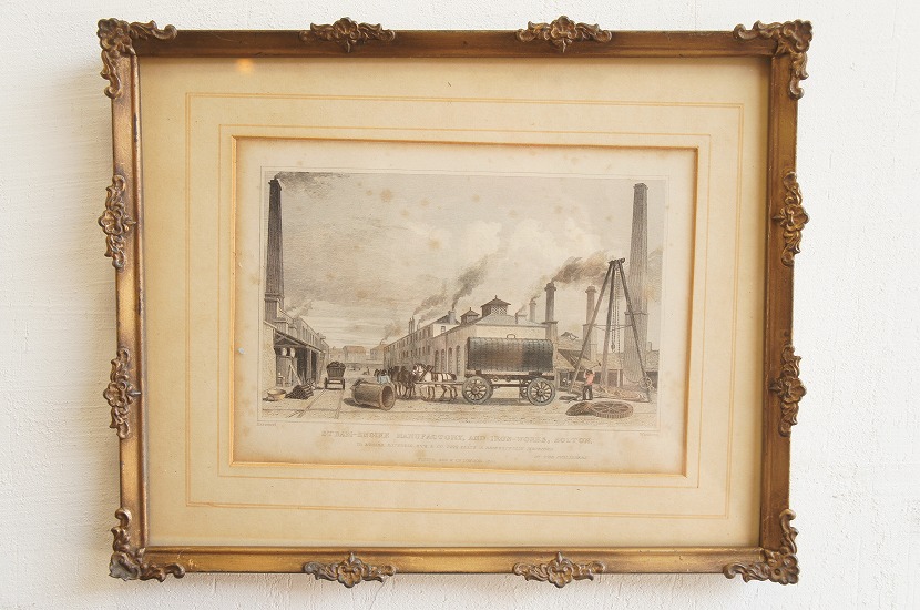 19世紀 イギリスとウェールズの古地図 ガラス額縁 木製フレーム付き 19