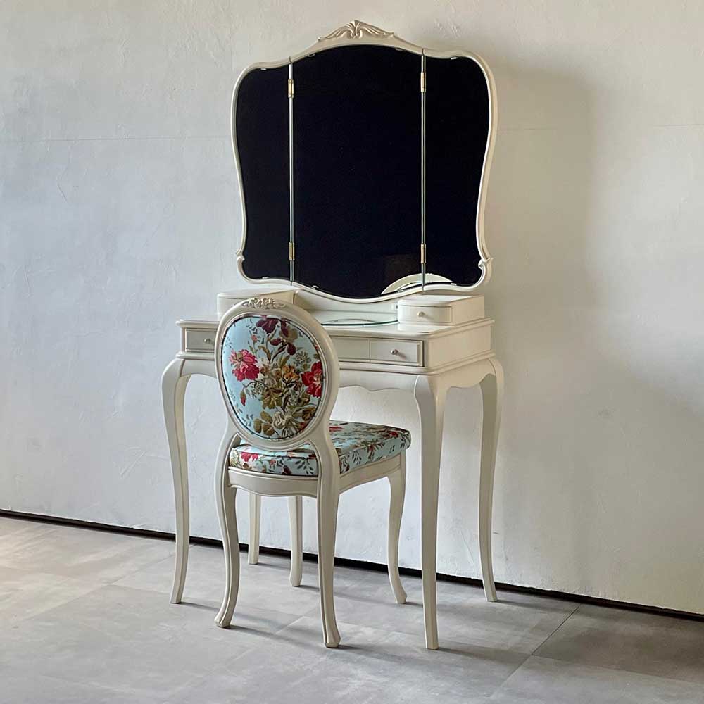 ドレッサー（椅子付き）「カンティーニュ ドレッサー半三面2」ホワイト