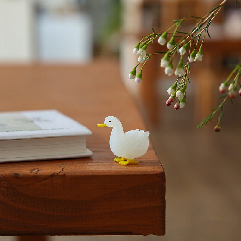 IwaiLoft ガラス細工 手作り おやこ 鴨 かも 置物 ガラス オブジェ