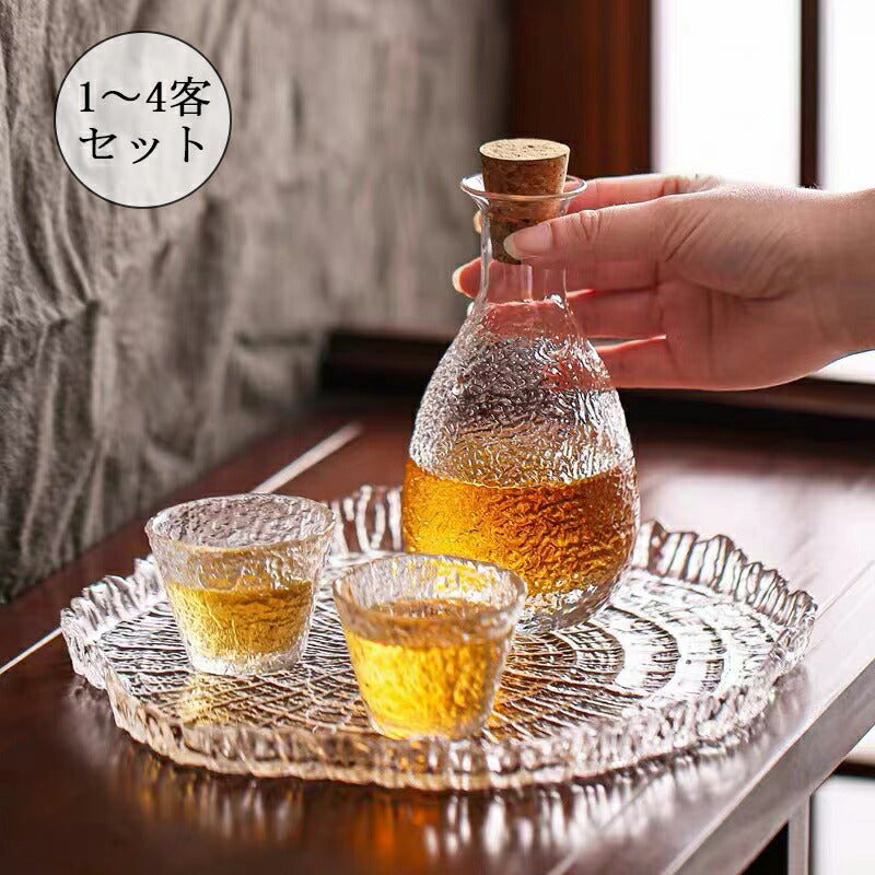 クリスタルガラス 冷酒グラス 酒杯 煎茶器 6客 桐箱付 V 6289