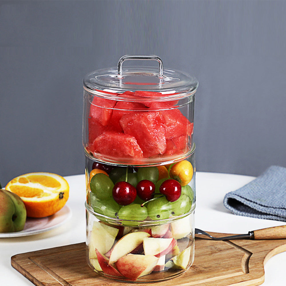 IwaiLoft 耐熱ガラス 保存容器 丸 3点セット ガラス 食品保存容器 作り