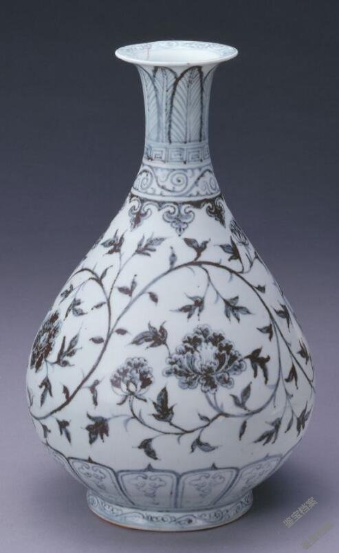 明洪武青花缠枝牡丹纹玉壶春瓶档案-青花瓷-鉴宝档案