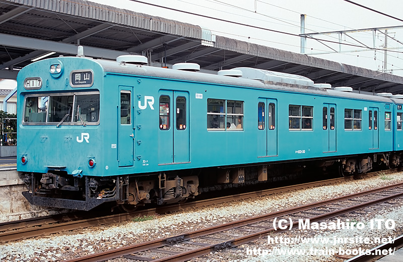 103系 クハ103-760 検査表記 岡山地区を走ったスカイブルーのクハ