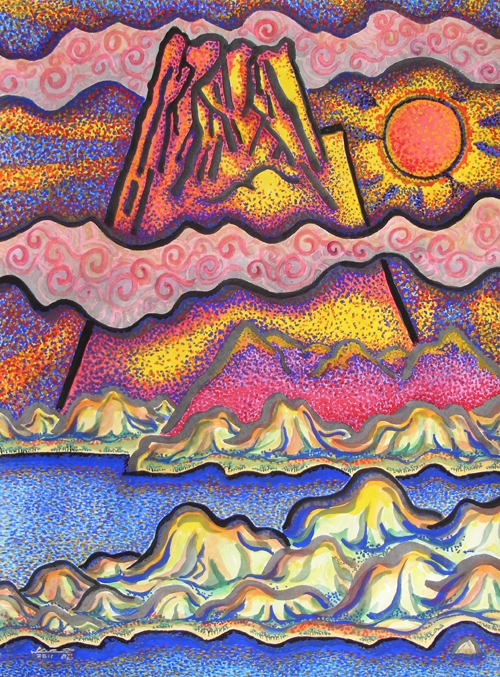 太田昭☆花と青富士☆水彩画 太田昭☆花と青富士☆水彩画 太田昭☆花と