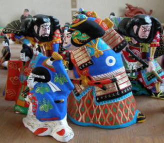 子背負い親子 三河旭土人形 高山八郎作 郷土玩具 子背負い親子 三河旭