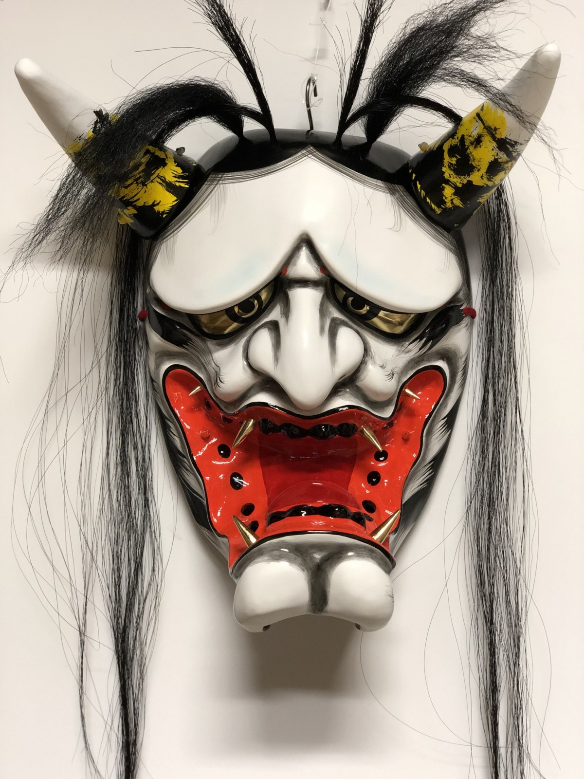 木彫り神楽面 鬼 お面 木彫り 神楽面 赤鬼 青鬼 - メルカリ