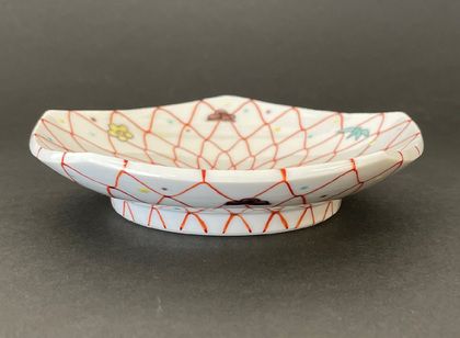 九谷焼 女流作家 鈴木晶子作 唐人 楕円小鉢揃 5客 九谷焼 女流作家