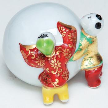 蓋置 色絵 雪だるま二閑人 昭阿弥 【公式通販】