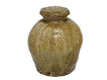 廣永窯 坪島土平作 伊賀大わび花入 灰被手 茶道具 伊賀