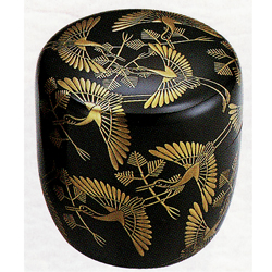 大棗 松喰鶴蒔絵 内銀地【販売】-茶道具は京都しみず孔昌堂