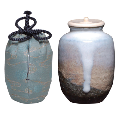 萩 茶入 肩衡茶入 萩焼 江月 仕覆 葛城緞子 茶道具 共箱 新品 未使用品