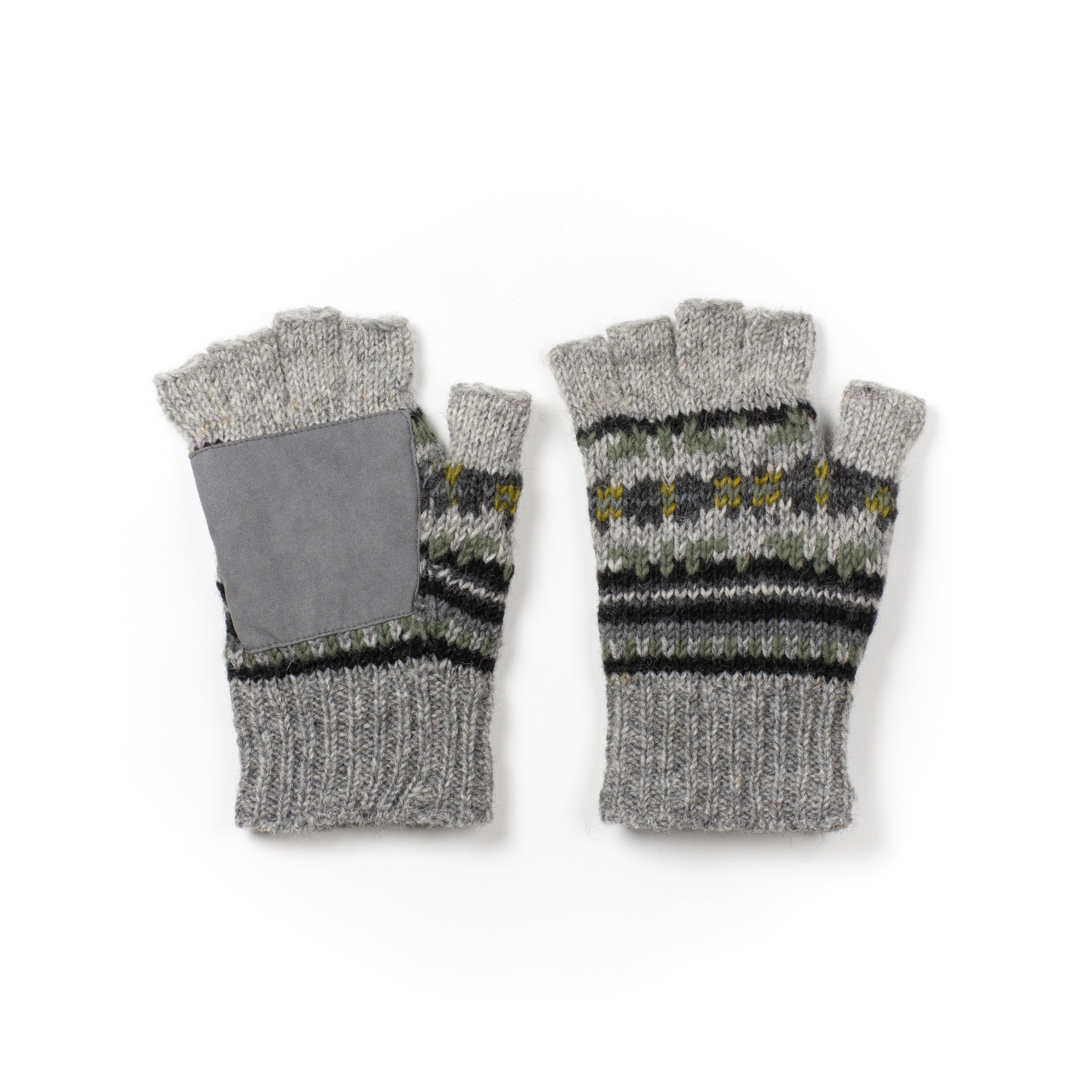 Axel Fingerless Gloves - Fair Isle Knit with Suede Patch – Lost