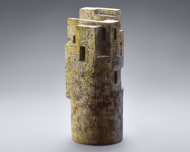 宮澤章 陶塔香炉 共箱 益子焼作家 写真1枚目：宮澤章《紅彩陶塔香炉