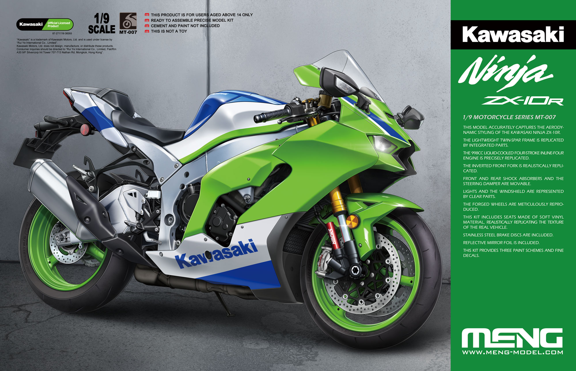 Product News-MENG Announces a New 1/9 Kawasaki Ninja ZX-10R Model