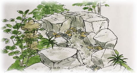 古橋石材】御影石・自然石・天然石のつくばい（蹲）・水鉢・坪庭