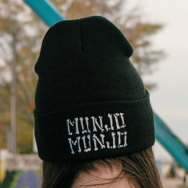 rosarymoon Bucktail Knit Beanie black