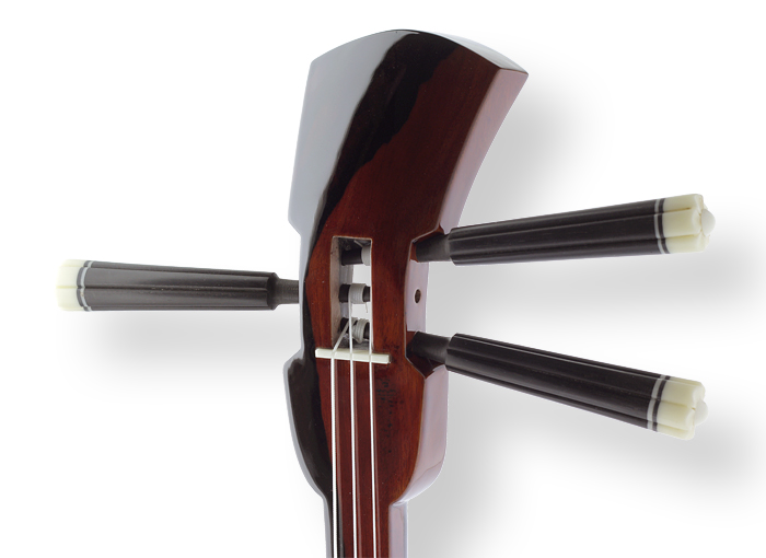 宮古木工芸 縞黒檀/カマゴン 本皮1枚張り三線 宮古木工芸 縞黒檀