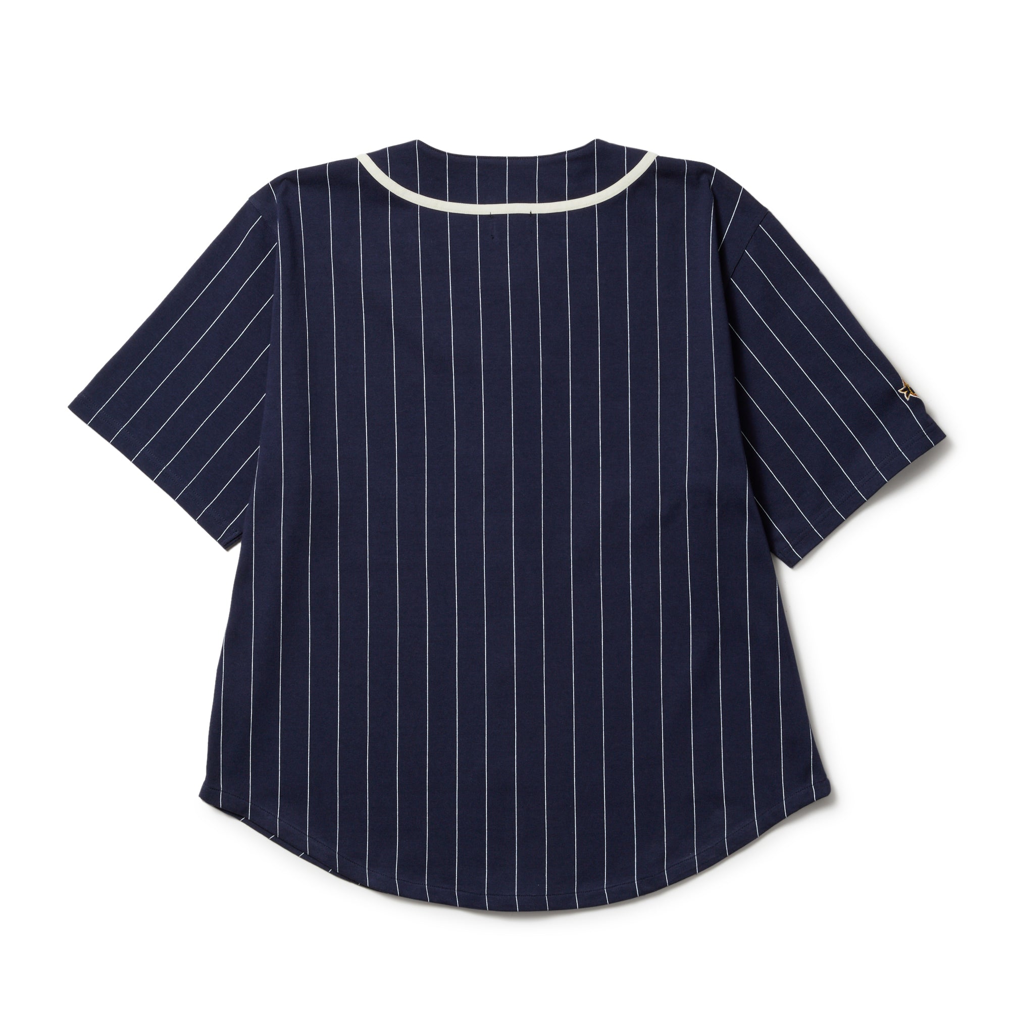 ヘビーウェイト コットン ベースボールシャツ ネイビーストライプ